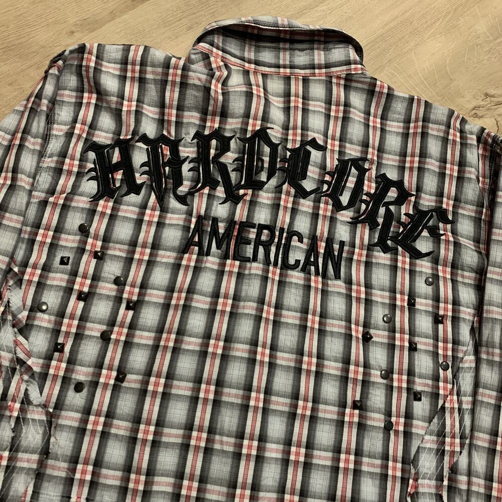 Y2K Blac Label Studded Embroidered Hardcore American Button Shirt Men's 2XL XXL